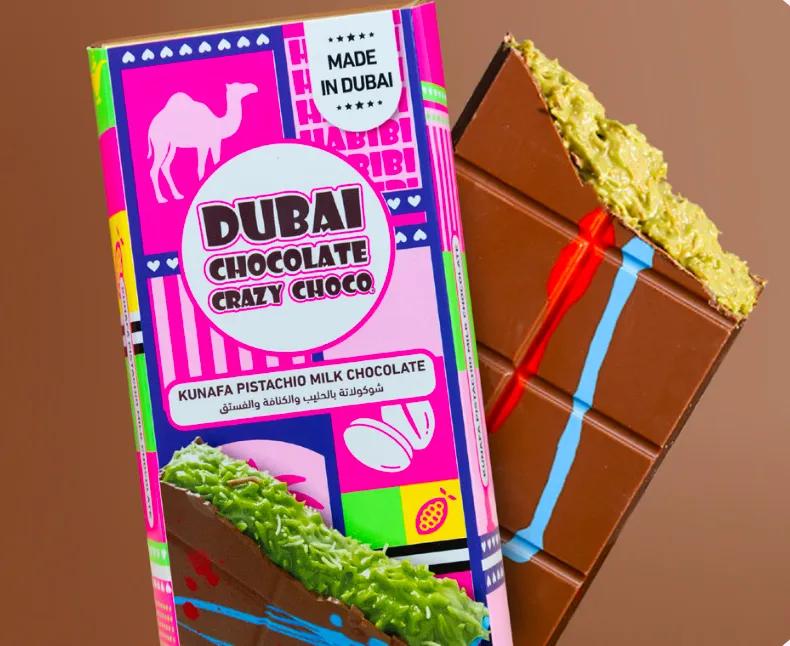 Viral Dubai Chocolate Pistachio Kunafa Bar (Milk) — cross-section